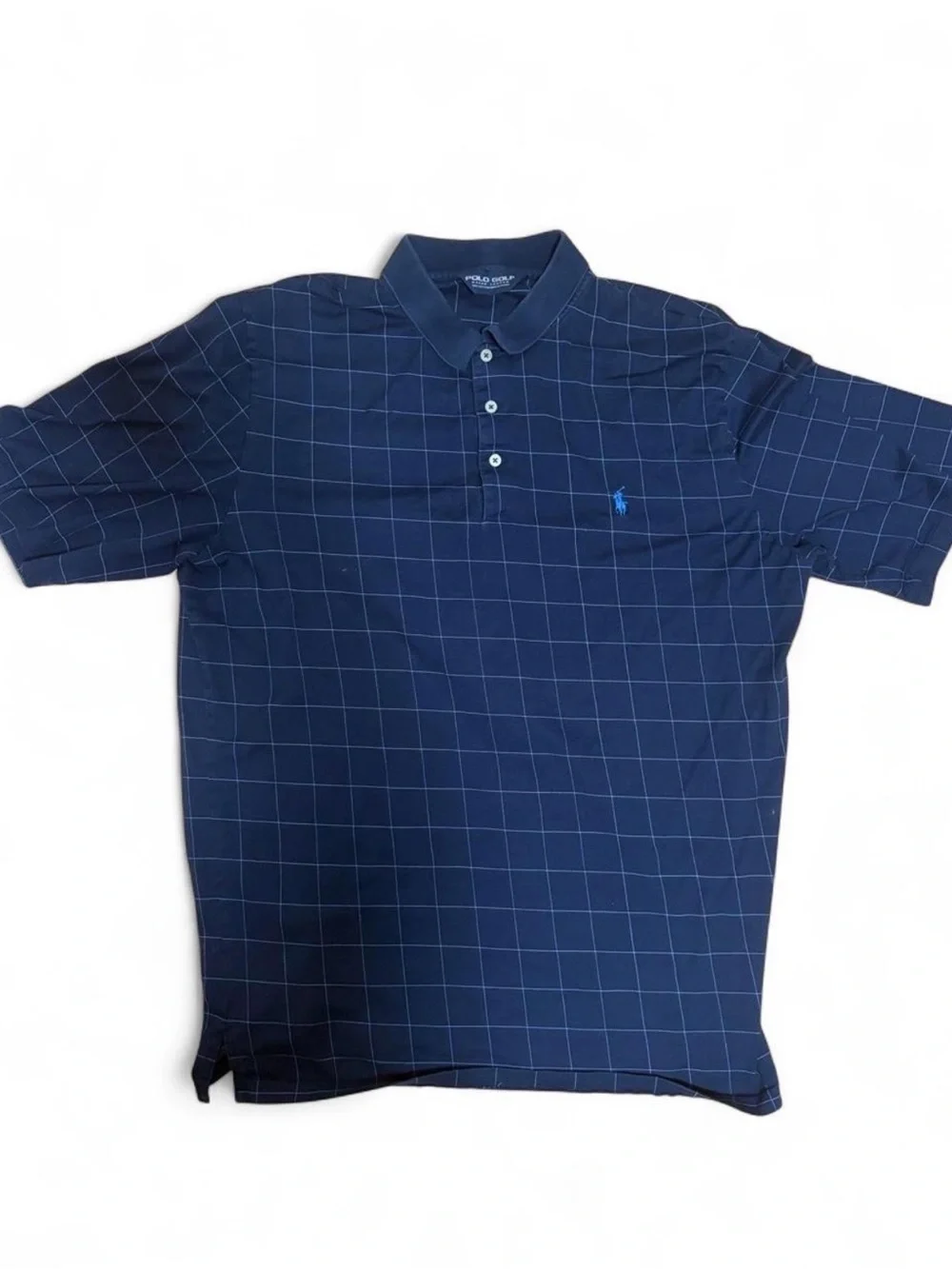 Ralph Lauren Navy Windowpane Short-Sleeve Polo